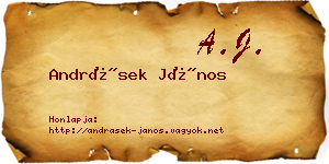 Andrásek János névjegykártya